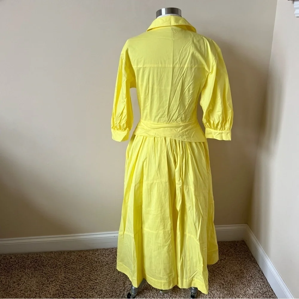 New! Cinq a Sept Camron Midi Dress in Dayglow Yellow nwot 17697